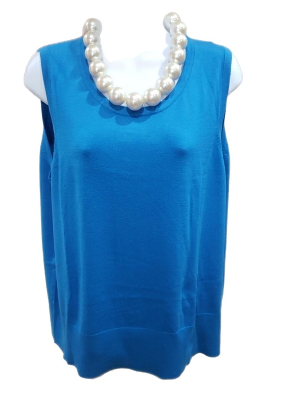 Gracile Elements Woman, Bright Blue Sleeveless Tank Top Blouse, 2X